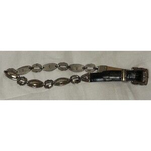 Brighton Vintage Women’s Black 100% Leather Belt Silver Conchos & Buckle M 48803